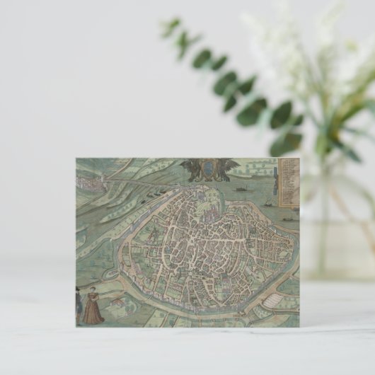 Carte Postale Map of Avignon, from 'Civitates Orbis Terrarum' by (Debout devant)