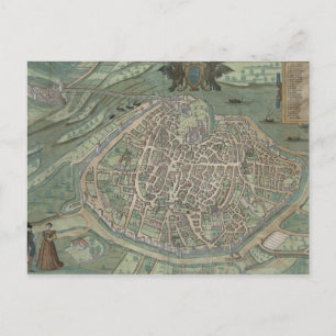 Carte Postale Map of Avignon, from 'Civitates Orbis Terrarum' by