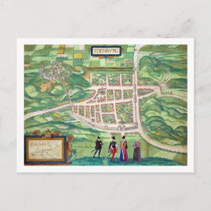 Carte Postale Map of Edinburgh, from 'Civitates Orbis Terrarum'