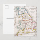 Carte Postale Map of England Britannia Antiqua (Devant / Derrière)