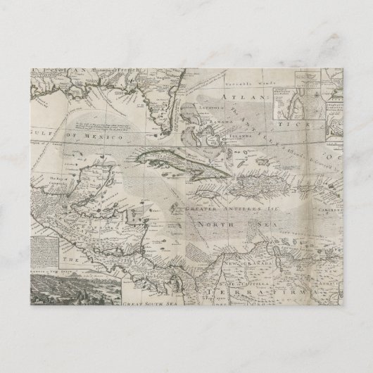 Carte Postale Map of the Caribbean | 1715 (Devant)