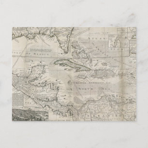 Carte Postale Map of the Caribbean 1715
