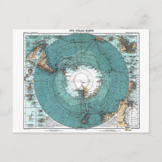 Carte Postale Map of the South Pole (Devant)