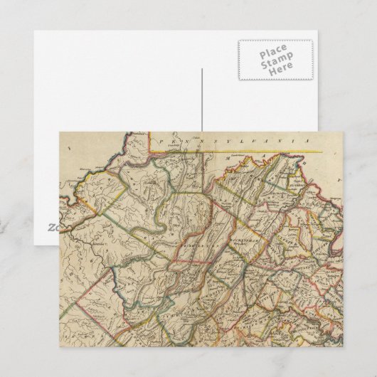 Carte Postale Map of Virginia (Devant / Derrière)