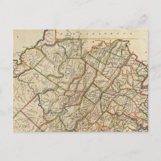 Carte Postale Map of Virginia (Devant)