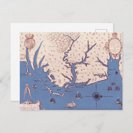 Carte Postale Map of Virginia (Devant / Derrière)