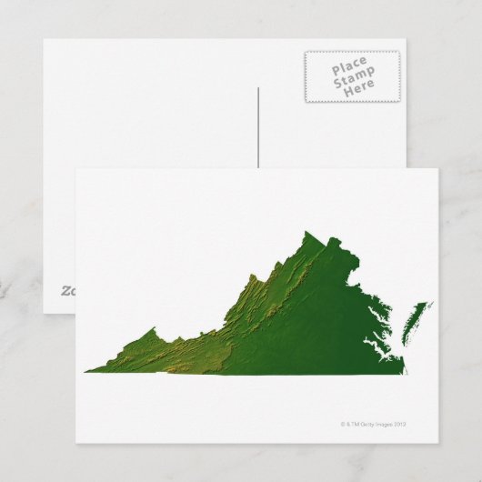 Carte Postale Map of Virginia (Devant / Derrière)
