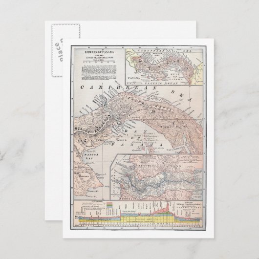CARTE POSTALE MAP : PANAMA, 1907 (Devant / Derrière)