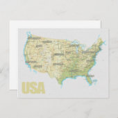 CARTE POSTALE MAP POSTCARDS ♥ USA (Devant / Derrière)
