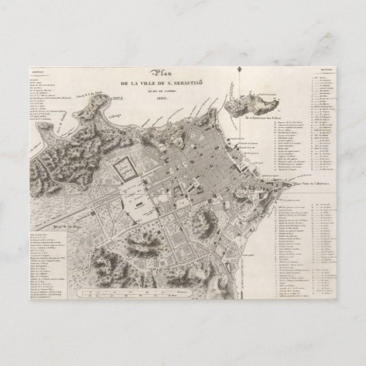 Carte Postale Mapa da cidade do Rio de Janeiro (1820) (Devant)