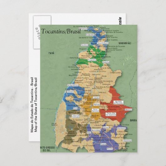 Carte Postale Mapa do Tocantins (Devant / Derrière)