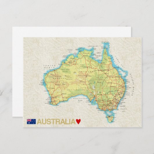 CARTE POSTALE MAPS ♥ Australie (Devant / Derrière)