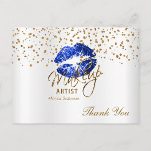 Carte Postale Maquillage Artiste Lèvres Bleues sur Blanc