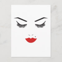 Maquillage de beauté visage cils et lèvres rouges 