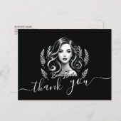 Carte Postale Maquilleur Coiffeur Moderne Noir Blanc Or (Devant / Derrière)