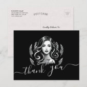 Carte Postale Maquilleuse Coiffeuse Moderne Noir Blanc Or (Devant / Derrière)