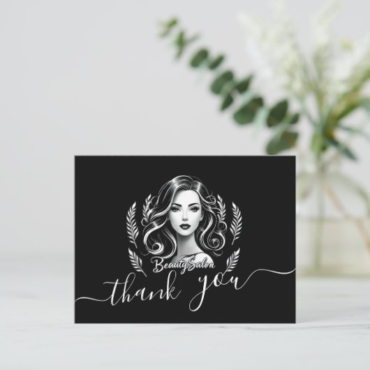 Carte Postale Maquilleuse Coiffeuse Moderne Noir Blanc Or (Debout devant)