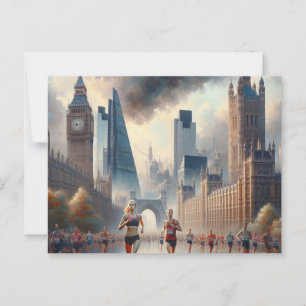 Carte Postale Marathon de Londres Voyage vintage minimaliste