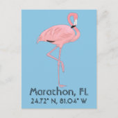 Carte Postale Marathon FL Keys Flamant rose Latitude Longitude (Devant)