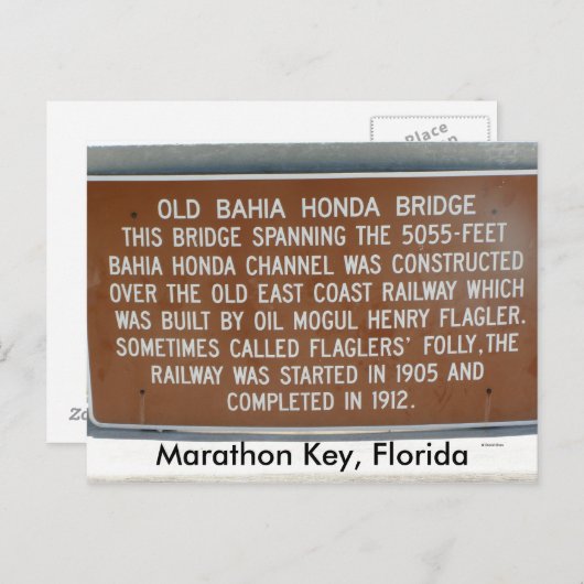 Carte Postale Marathon Key, Floride (Devant / Derrière)