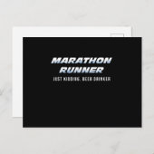 Carte Postale Marathon Lover bière buveur d'alcool boisson cadea (Devant / Derrière)