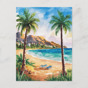 Carte Postale Marbella Beach Espagne aquarelle peinture