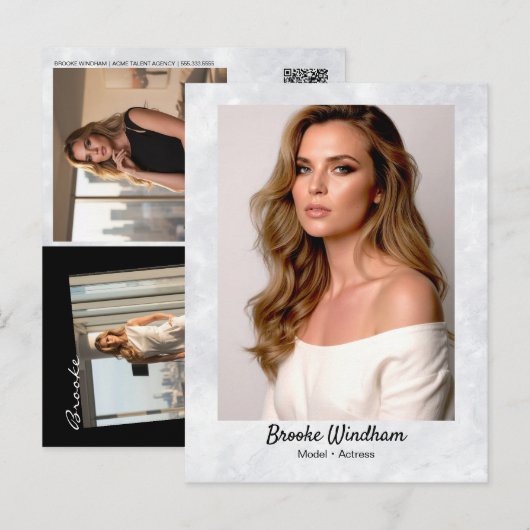 Carte Postale Marble Border Promo Card Postcard | QR Code (Devant / Derrière)