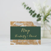 Carte Postale Marble Green et Gold Wedding rsvp (Debout devant)
