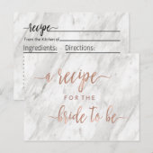 Carte Postale Marbre blanc et Rose Gold Fête des mariées Recette (Devant / Derrière)