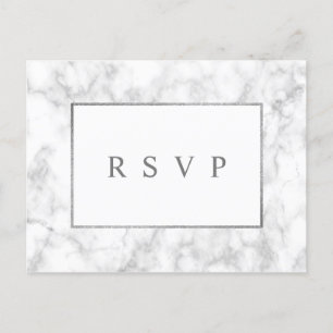 Carte Postale Marbre blanc moderne mariage RSVP Invitation Postc