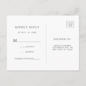 Carte Postale Marbre blanc moderne mariage RSVP Invitation Postc (Dos)