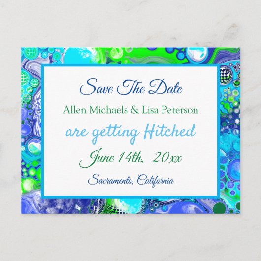 Carte Postale Marbre bleu vert pour peinture.Mariage Enregistrer (Devant)