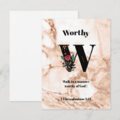 Carte Postale Marbre de corail Monogramme personnalisé W Écritur (Devant / Derrière)