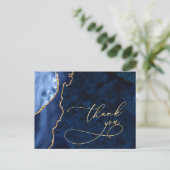 Carte Postale Marbre doré moderne Agate Mariage Merci (Debout devant)