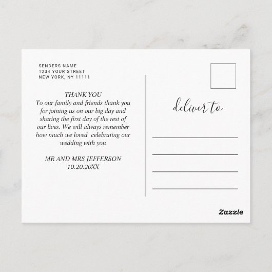 Carte Postale Marbre doré moderne Agate Mariage Merci (Dos)