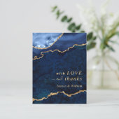 Carte Postale Marbre doré moderne Agate Mariage Merci Po (Debout devant)