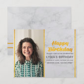 Carte Postale Marbre & Or Photo Invitation Anniversaire (Devant / Derrière)
