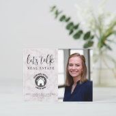 Carte Postale Marbre professionnel Coordonnées Photo Immobilier (Debout devant)