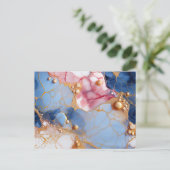 Carte Postale Marbre Rose et Saphir avec Perles Dorées (Debout devant)