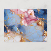 Carte Postale Marbre Rose et Saphir avec Perles Dorées (Devant)