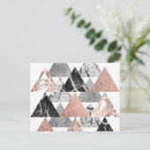 Carte Postale Marbre Rose or argent et Floral Geo Triangles (Debout devant)