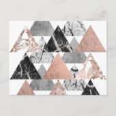 Carte Postale Marbre Rose or argent et Floral Geo Triangles (Devant)