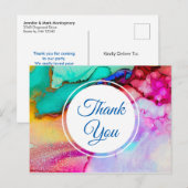 Carte Postale Marbre rose violet vert Abstrait Aquarelle (Devant / Derrière)