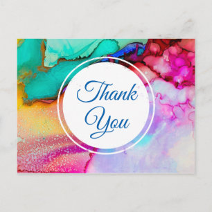 Carte Postale Marbre rose violet vert Abstrait Aquarelle