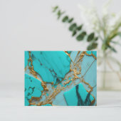Carte Postale Marbre Turquoise aux Veines Dorées (Debout devant)