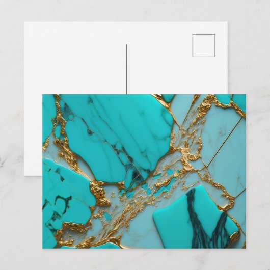 Carte Postale Marbre Turquoise aux Veines Dorées (Devant / Derrière)
