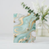 Carte Postale Marbre Turquoise Perle Or Tourbillon (Debout devant)