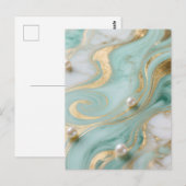 Carte Postale Marbre Turquoise Perle Or Tourbillon (Devant / Derrière)