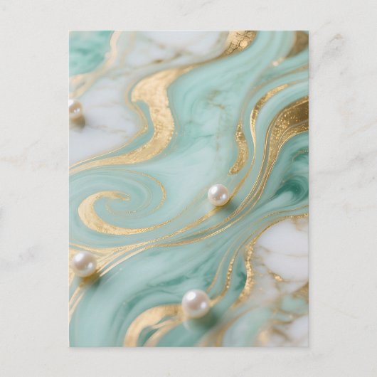 Carte Postale Marbre Turquoise Perle Or Tourbillon (Devant)
