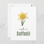 Carte Postale March Daffodil Birth Flower Wall Art Watercolor (Devant / Derrière)
